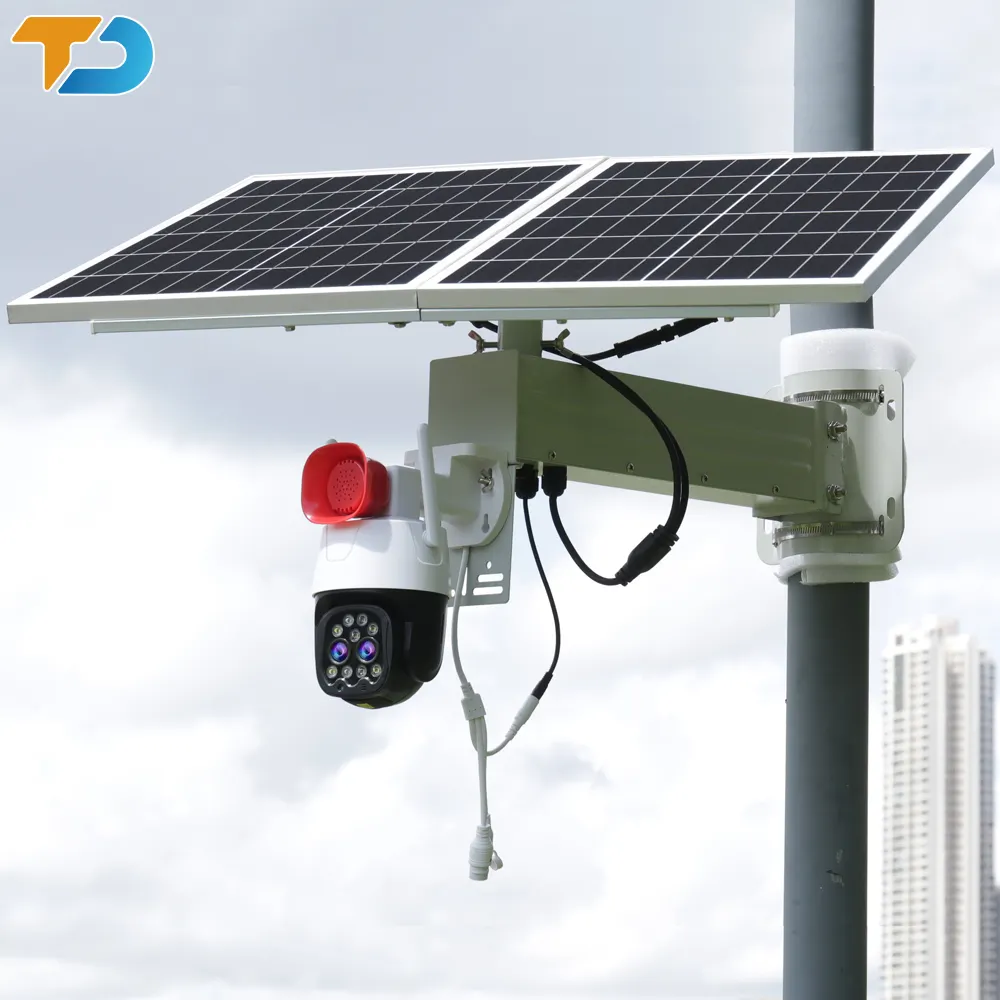 TecDeft conversor Solar para 12 volts eletricidade sem fio ao ar livre wifi 8MP 10X câmeras CCTV segurança 4G solar powered câmera PTZ