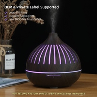 Diffuseur d'aromathérapie ultra-silencieux à étiquette privée, portable, 400 ml, grain de bois, diffuseur d'arômes électrique ultrasonique avec télécommande et minuterie