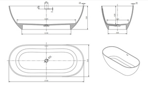 Vasca da Bagno Moderna Rettangolare Trasparente in Resina Ecologica, Autoportante con Funzione di Immersione, per Hotel, Appartamenti, Ville e <span class=keywords><strong>Spa</strong></span> - Product Image 5
