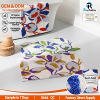 Tapis de sol de salle de bain en microfibre à motif floral abstrait, tufté de qualité supérieure, absorbant, avec support TPR, fournisseur pour commandes en gros et étiquettes privées OEM