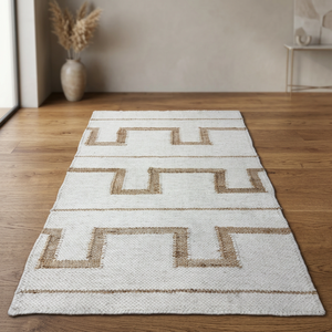 Handwoven Natural <b>Jute</b> & Wool Geometric Maze <b>Rug</b> - Product Image 4