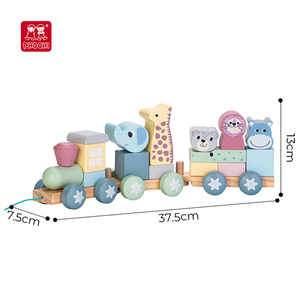 <span class=keywords><strong>Tren</strong></span> de apilamiento de madera para niños, juguete educativo para pequeños animales del Zoo - Product Image 2