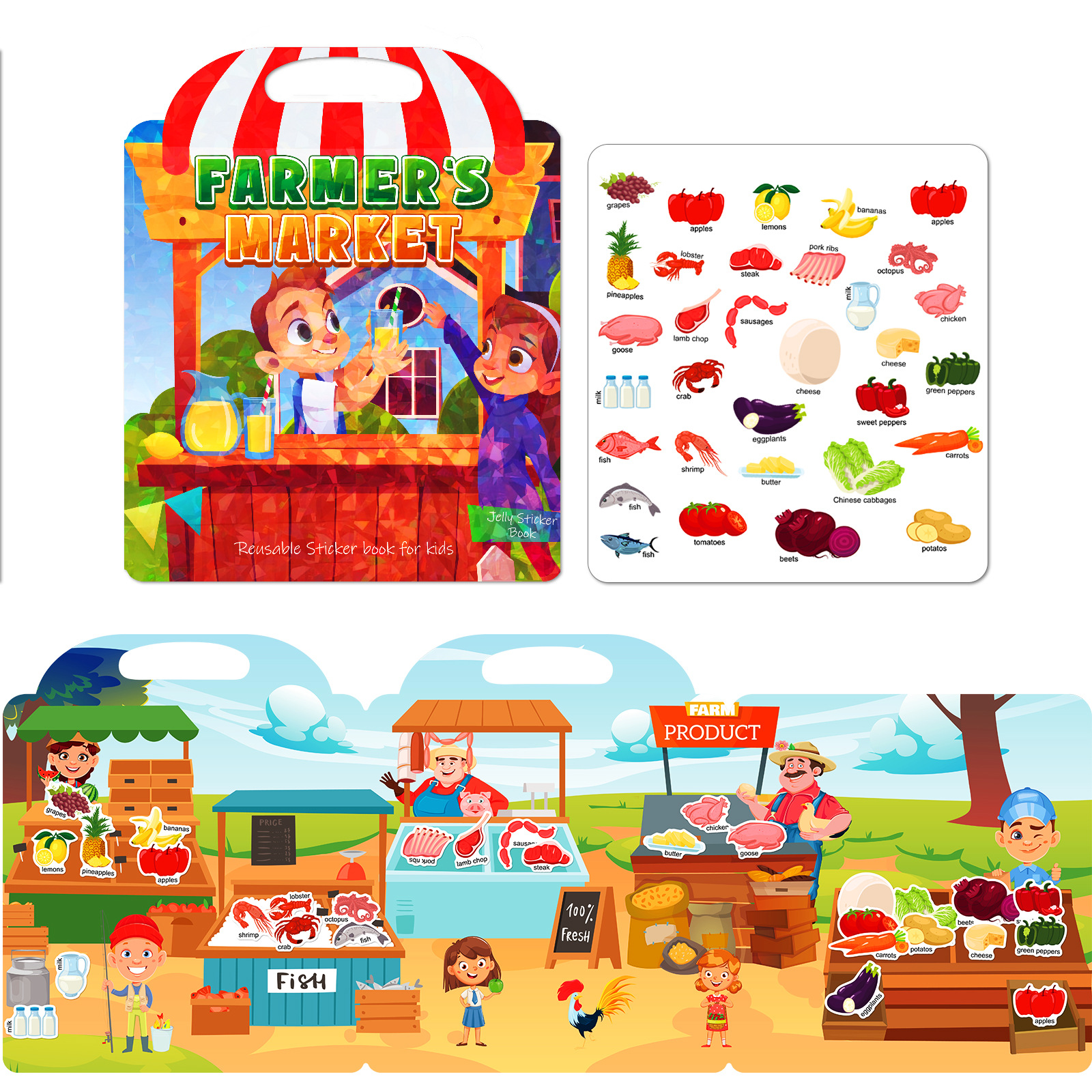 T01041660 livre d'autocollants de gelée-Marché de producteurs