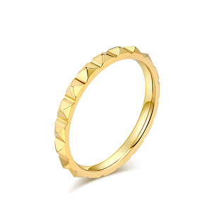INS minimalist diamond-shaped <b>ring</b> with pyramidal grid pattern, titanium steel tail <b>ring</b>, fashionable stackable jewelry for wome - Product Image 5