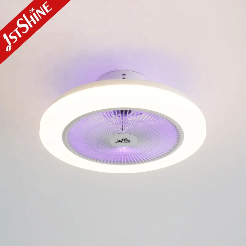 1stshine LED ventilador de teto interior 19 polegadas cor branca quarto ventilador de teto com luz RGB