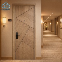 Porte intérieure battante à double cadre style rétro moderne, en contreplaqué couleur noyer, insonorisée, pour chambre, villa ou appartement sur mesure