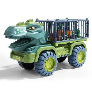 High Quality Plastic Dinosaur Car Toys Set Free Wheel Carrier Dinosaur Toys Truck Friction Toy Vehicle