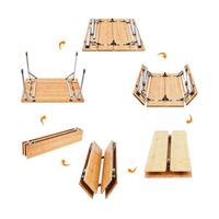 Table de camp en bambou robuste à 4 plis meubles de salle à manger portables pieds réglables modernes conception pliable pour les pique-niques de camping