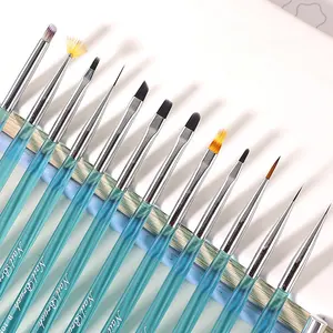 2023 New Ocean Blue 12 Size Function Nail Art DIY Drawing Painting Nail Brush Nail Gel Brush For Manicure