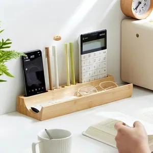 100% asli bambu meja penata pemegang pena ponsel pemegang untuk meja bambu pemegang telepon untuk meja