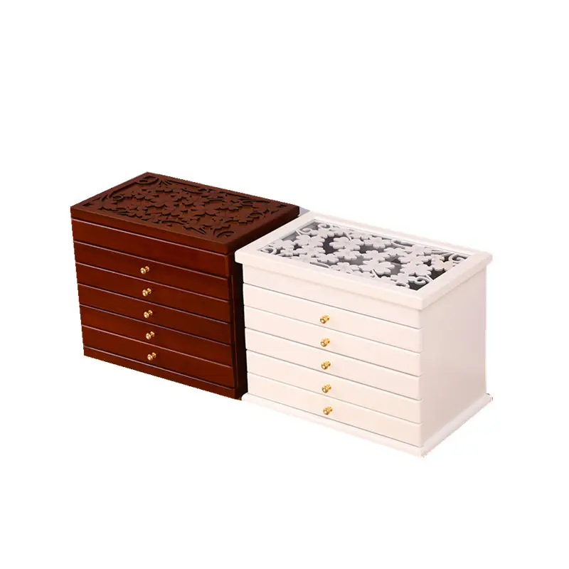 Big White storage wooden jewellery boxes with lids shabby chic box