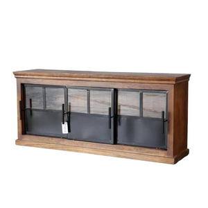 Buffet en bois fait main de style vintage avec des sculptures exquises, parfait pour le rangement dans la salle à manger et les intérieurs élégants. - Product Image 1