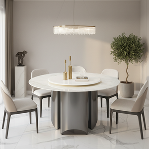 <span class=keywords><strong>Tavolo</strong></span> da Pranzo in <span class=keywords><strong>Marmo</strong></span> di Lusso Moderno Stile Italiano con Piano Rotante, 6 Posti, Arredamento Durevole per Sala da Pranzo - Product Image 2