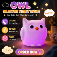 Lampe d'ambiance en silicone personnalisée OEM en forme de hibou, mini lampe LED à commande tactile, lampe de chevet pour chambre de bébé, lampe de chevet pour chambre d'enfant, cadeau de vacances pour enfants