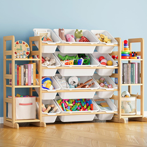 Étagère de <span class=keywords><strong>rangement</strong></span> pour jouets et livres en bois personnalisée pour enfants avec étagères et bacs pour chambre et salle de jeux - Product Image 1