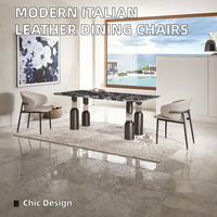 Chaise de salle à manger moderne en cuir et métal design italien pour la maison ensemble de table hôtel restaurant polyvalent pour les meubles de salle à manger en plein air
