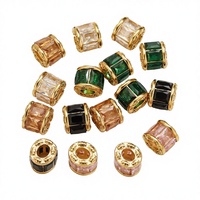 Perles d'espacement en cristal plaquées or 18 carats, perles en acier inoxydable, cylindrique pour la fabrication de bijoux