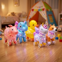 Ballons en aluminium LED lumineux personnalisés en gros, en forme d'animaux marcheurs avec roues, ballons animaux de compagnie, cadeaux lumineux pour enfants, pour stands de rue et parcs extérieurs