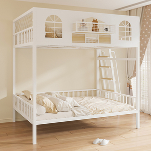 2025 High-<strong>End</strong> King/Single Loft <strong>Bed</strong> Modern Simple Iron Design Space-Saving Lower Table for Small Apartments Internet Metal - Product Image 3