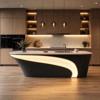 Table d'îlot de cuisine ciblée avec comptoir en quartz contreplaqué stratifié Design d'armoire exquis pour vos armoires de cuisine
