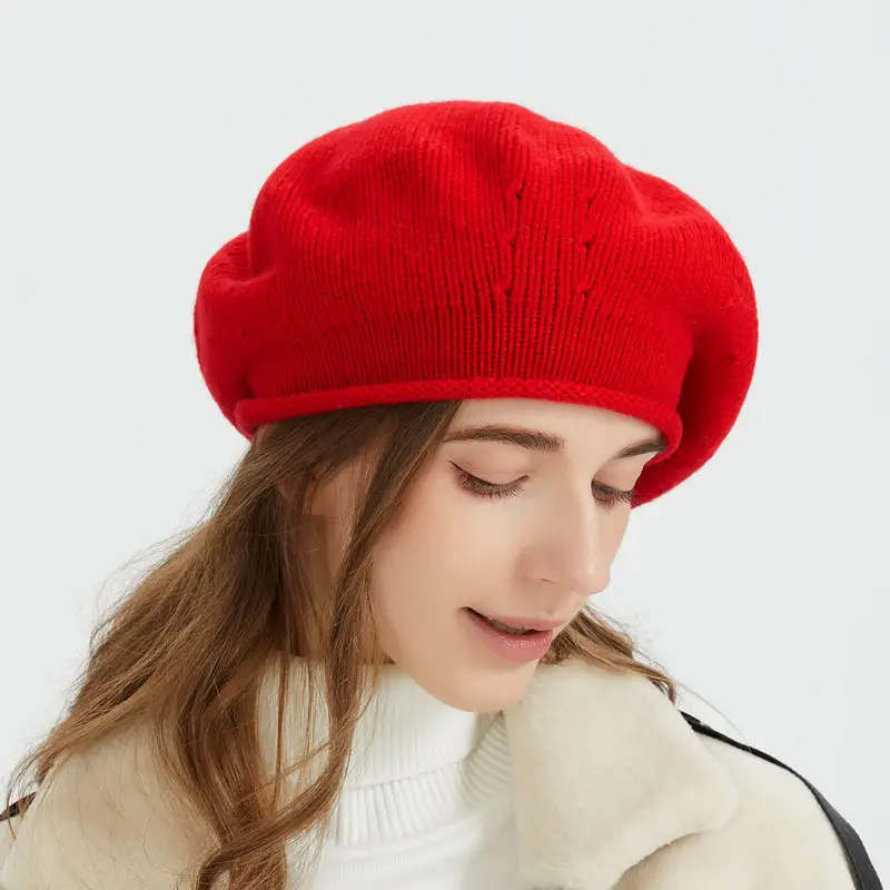 Women'S Autumn/Winter Warm Fashion Pure Wool Beret Vintage Warm Knit Hat