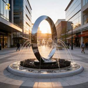 Fontana Circolare in Acciaio Inossidabile RELONG, Design Personalizzato, Arte Moderna in Vendita - Product Image 1