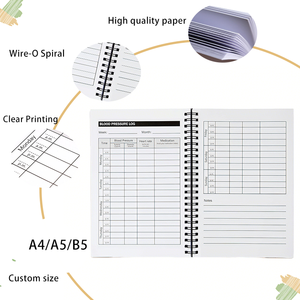 Livre de suivi de la tension artérielle en tissu violet foncé amélioré, reliure spirale PP, pour surveillance portable, vente en gros usine 2026-2027 - Product Image 3