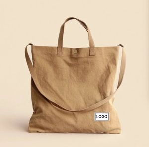 Sac messager en toile unisexe à grande capacité avec logo personnalisé, sac fourre-tout en toile réglable avec poche intérieure - Product Image 2