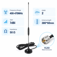 Antenne radio mobile UHF FEIYIXUN 400-470 MHz avec base magnétique et connecteur PL259, gain 7dBi, 50 ohms pour communication véhicule