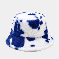Vache impression conception femme automne et hiver nouveau chapeau seau chaud épaissi en peluche de mode imprimé