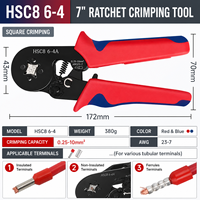 Pince à sertir à cliquet HSC8 6-4A 0,25-10 mm² (23-7 AWG) auto-ajustable pour cosses de câblage électrique