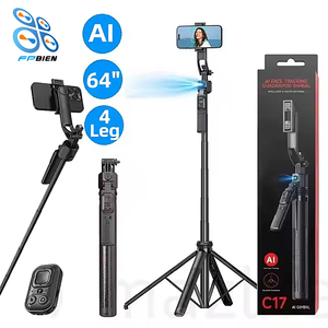 Perche à selfie 360° <span class=keywords><strong>avec</strong></span> suivi et suivi automatique du visage par IA de 1,63 m °   <span class=keywords><strong>Stabilisateur</strong></span> de cardan pliable à rotation automatique - Product Image 1