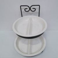 Ensemble de plats de traiteur ronds en porcelaine à 3 couches avec présentoir, assiettes en céramique à plusieurs niveaux pour fêtes, hôtels et restaurants