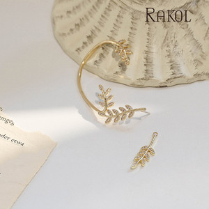 RAKOL EP2618 2025 nouvelle <span class=keywords><strong>feuille</strong></span> escalade boucles <span class=keywords><strong>d</strong></span>'oreilles oeil de cheval boucles <span class=keywords><strong>d</strong></span>'oreilles fleur <span class=keywords><strong>feuille</strong></span> cristal femmes - Product Image 1
