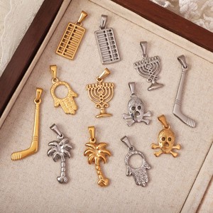 Colgante de Acero Inoxidable para Hombre con Diseños de Mano de Hamsa, Calavera, Menorah, Palmera, Ábaco, Palo de Hockey, para Collares y Pulseras DIY, Venta al por Mayor - Product Image 4