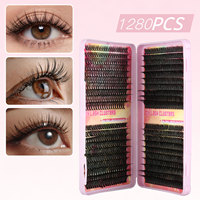 Kit de cils en grappe DIY, extensions noires mixtes 30D 40D 50D 60D, double face, grand plateau de 40 rangées pour cils en éventail