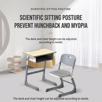 Ensemble bureau et chaise individuels réglables pour étudiant avec boîte de rangement ventilée et creuse pour projets scolaires en gros