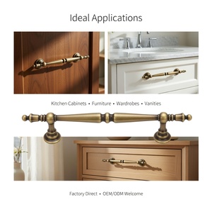 Tiradores de latón macizo Koppalive de 96/128/160 mm para gabinetes de cocina y <span class=keywords><strong>armarios</strong></span>, acabado en latón antiguo - Product Image 5