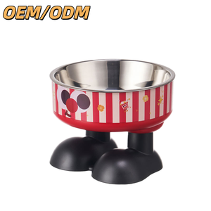 Mangkuk hewan peliharaan kapasitas besar, mangkuk makan anjing dan kucing plastik Stainless Steel ramah lingkungan pola Solid Anti kebesaran - Product Image 1