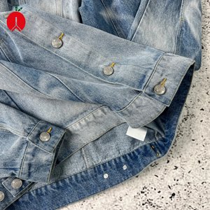 Custom Factory sviluppare misure di valutazione <span class=keywords><strong>Tech</strong></span> Pack Ready Light Fade Blue Wash tasche con lembo per il petto robuste da lavoro giacca in Denim da uomo - Product Image 3