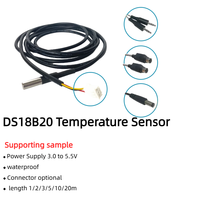 Capteur de température numérique DS18B20 avec sonde en acier inoxydable -55~125°C ° Thermomètre étanche 1-Wire C