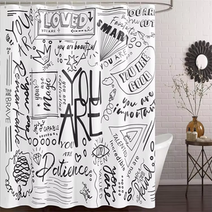 <span class=keywords><strong>Rideau</strong></span> <span class=keywords><strong>de</strong></span> <span class=keywords><strong>douche</strong></span> noir et blanc Art décor drôle imprimé rideaux <span class=keywords><strong>de</strong></span> <span class=keywords><strong>douche</strong></span> en Polyester imperméable pour salle <span class=keywords><strong>de</strong></span> bain - Product Image 4