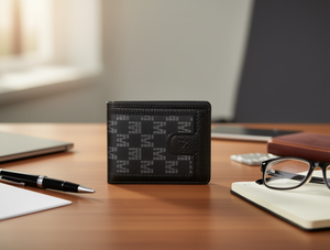 Portafoglio da uomo Jd da 7 pollici in materiale PU con chiusura pieghevole e motivo geometrico, ideale come regalo - Product Image 2