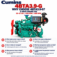 Mesin Diesel Asli DCEC Cummin 4BTA3.9-G G Drive 3.9L 4 Silinder 50 hingga 97 kW 1500/1800RPM untuk Genset Diesel