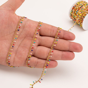 Venta al por mayor por metros: Cadena de eslabones de acero inoxidable esmaltado impermeable con efecto de goteo de aceite para fabricación de joyas - Product Image 5