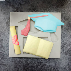 Graduation Silicone Molds Set With Caps Book Scrolls Owls For Cake Decorating Fondant Chocolate DIY - Product Image 2
