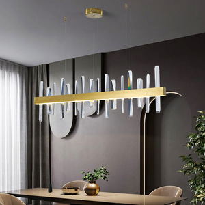 Lustre moderne de luxe en cristal géométrique pendentif suspendu pour salle à manger en acier doré avec interrupteur de contrôle alimenté par courant alternatif - Product Image 4