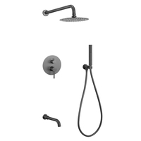 Robinet de douche cascade à pression équilibrée haut de gamme, finition or brossé, ensemble de douche complet de luxe pour salle de bain, corps en laiton massif, anti-