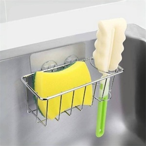 Égouttoir à éponge mural moderne en acier inoxydable, sans perçage, pour évier de cuisine, avec design écologique - Product Image 3