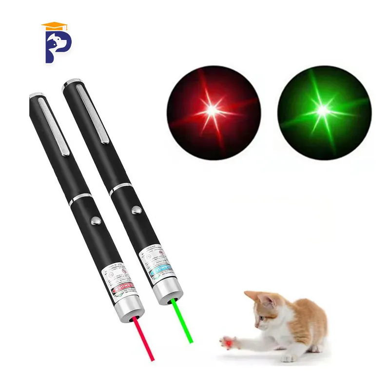 Puntero lazer penunjuk laser cahaya merah, pena kucing hijau laser